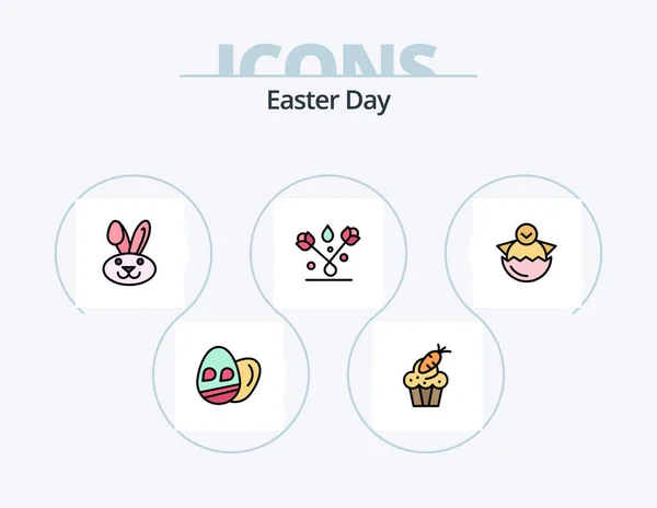 Easter Line Filled Icon Pack Icon Design Calender Easter Egg — Stockový vektor