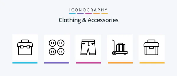 Clothing Accessories Line Icon Pack Including Bag Sew Clothing Creative — стоковый вектор