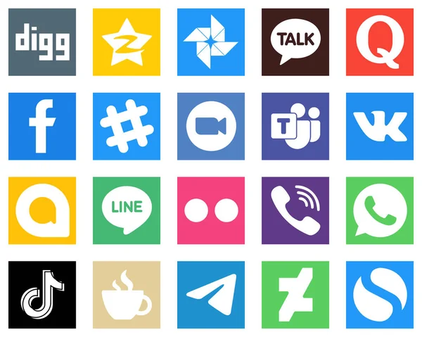 Social Media Icons Your Business Facebook Meeting Zoom Icons Customizable — Stockový vektor