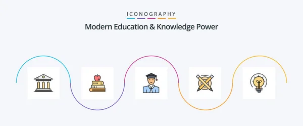 Modern Education Knowledge Power Line Filled Flat Icon Pack Including — Vector de stock