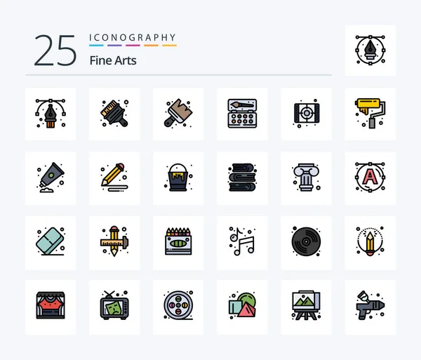 Fine Arts Line Filled Icon Pack Including Arts Paint Art — Stock vektor