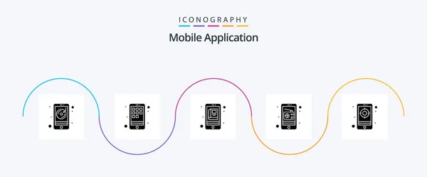 Mobile Application Glyph Icon Pack Including Goal App Radio Communication — Stockový vektor