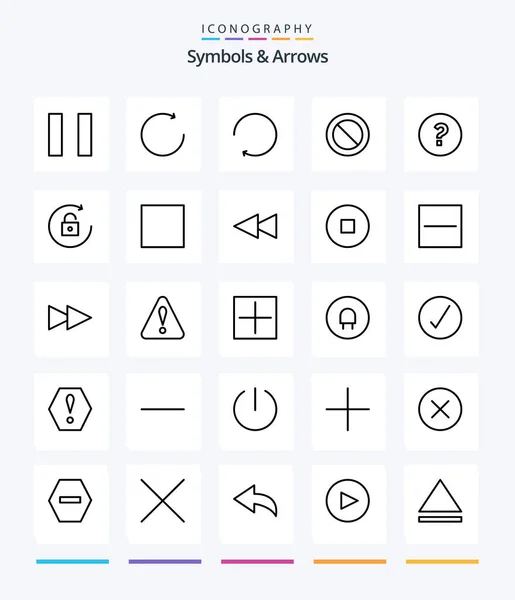 Creative Symbols Arrows Outline Icon Pack Stop Rewind Help Backward — Wektor stockowy