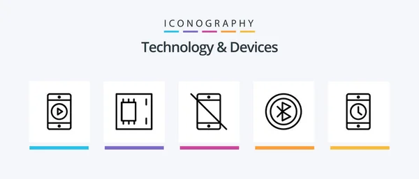 Devices Line Icon Pack Including Systems Electronics Chip Devices Equipment — Archivo Imágenes Vectoriales