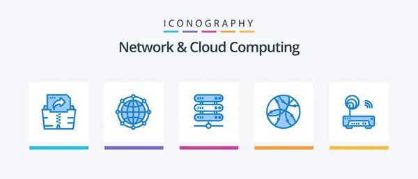 Network Cloud Computing Blue Icon Pack Including Electronic Technology Computing — Stok Vektör