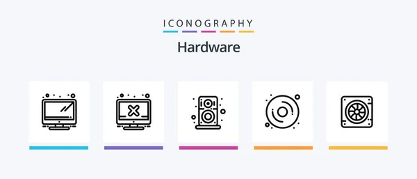 Hardware Line Icon Pack Including Air Cooler Cable Computer Computer — 图库矢量图片