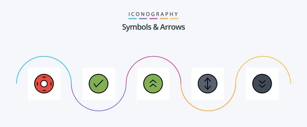 Symbols Arrows Line Filled Flat Icon Pack Including Arrows Tick — Stok Vektör