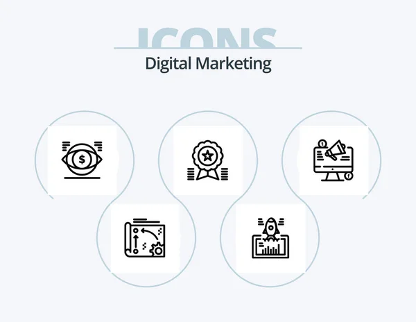 Digital Marketing Line Icon Pack Icon Design Cog Api Box — Stock Vector