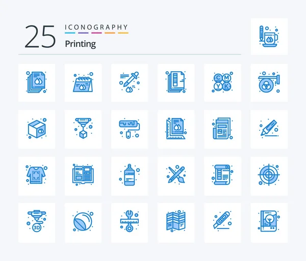 Printing Blue Color Icon Pack Including Cmyk Print Product Paper — Vetor de Stock