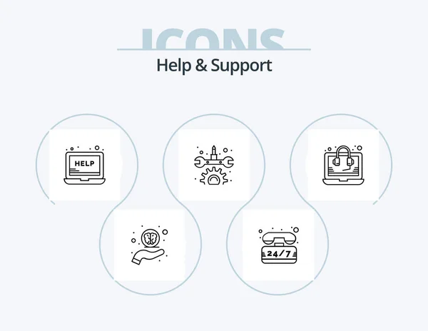 Help Support Line Icon Pack Icon Design Help Headset Search — Stock vektor