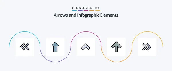Arrow Line Filled Flat Icon Pack Including Forward — Image vectorielle