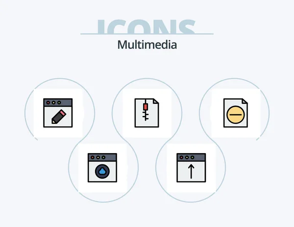 Multimedia Line Filled Icon Pack Icon Design Preferences Mac Mac — Stock Vector