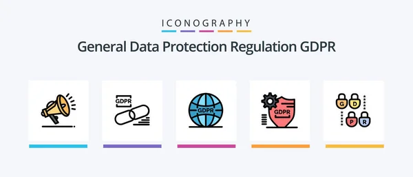 Gdpr Line Filled Icon Pack Including Gdpr Protection Security Gdpr — Image vectorielle