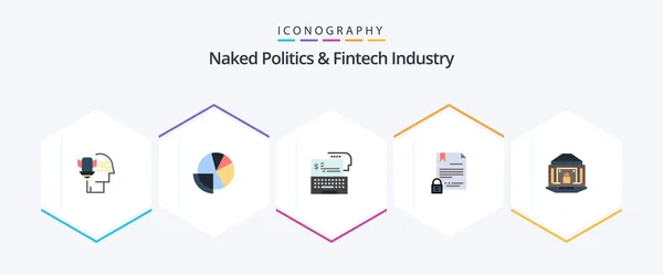 Naked Politics Fintech Industry Flat Icon Pack Including Document Contract — Stockový vektor