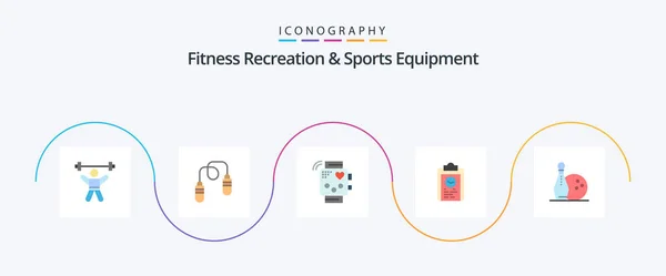 Fitness Recreation Sports Equipment Flat Icon Pack Including Progress Coach — Wektor stockowy