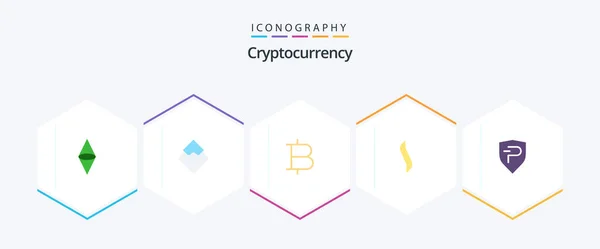 Cryptocurrency Flat Icon Pack Including Pivx Cryptocurrency Currency Crypto Steem — стоковый вектор