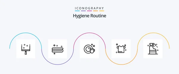 Hygiene Routine Line Icon Pack Including Product Cleaning Detergent Spray — Stock Vector