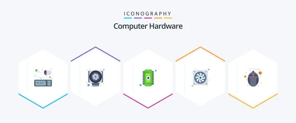 Computer Hardware Flat Icon Pack Including Technology Hardware Memory Computer — Stok Vektör