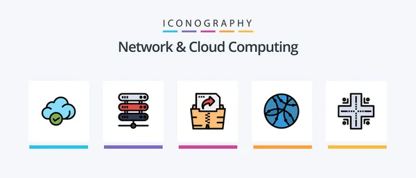 Network Cloud Computing Line Filled Icon Pack Including Device Computer — Stock Vector