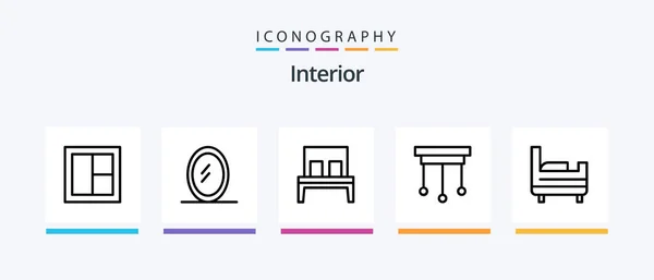 Interior Line Icon Pack Including Interior Kitchen Table Furniture Creative — Stock Vector