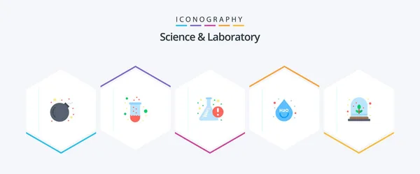 Science Flat Icon Pack Including Plant Experimental Growth Experiment Water — Vettoriale Stock