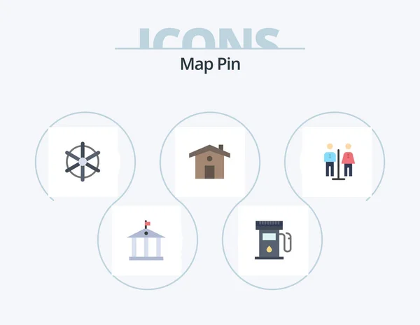 Map Pin Flat Icon Pack Icon Design Service Homestay Ship — Stock vektor