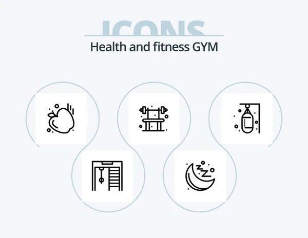 Gym Line Icon Pack Icon Design Sports Exercise Weightlifting Note — Vettoriale Stock
