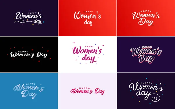 Pink Happy Women Day Typographical Design Elements Use International Women — Stockvector