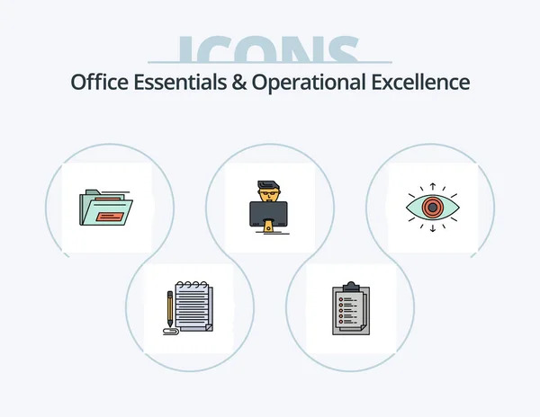 Office Essentials Operational Exellence Line Filled Icon Pack Icon Design — Stockový vektor