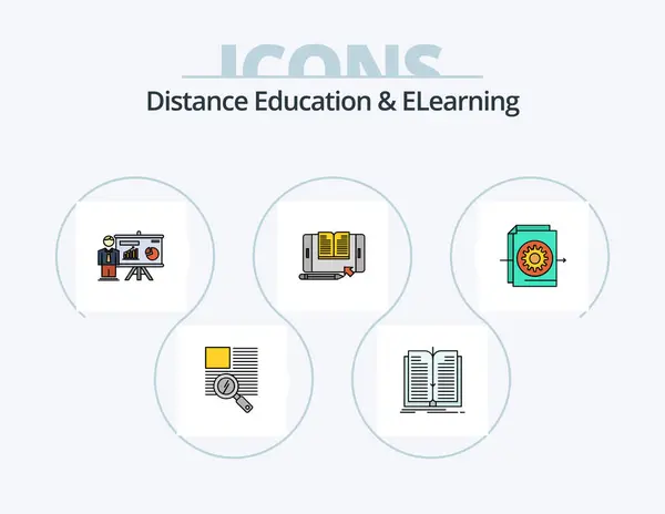 Distance Education Elearning Line Filled Icon Pack Icon Design File — 图库矢量图片