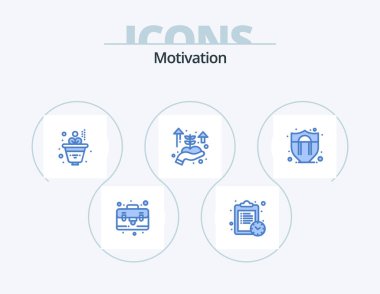 Motivation Blue Icon Pack 5 Icon Design. . . investment. shield motivation. access