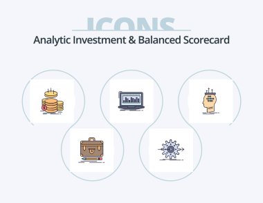 Analytic Investment And Balanced Scorecard Line Filled Icon Pack 5 Icon Design. focus. attention. income. start. hand