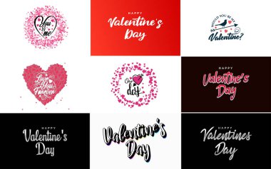 Happy Valentine's Day typography poster with handwritten calligraphy text. isolated on white background vector illustration