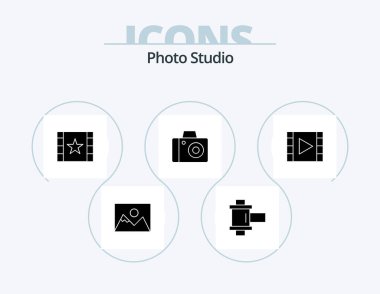 Photo Studio Glyph Icon Pack 5 Icon Design. player. media player. player. media. photo