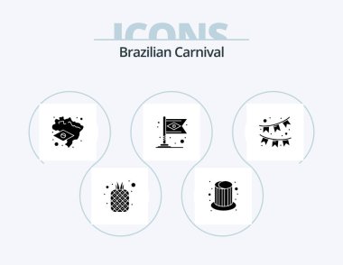 Brazilian Carnival Glyph Icon Pack 5 Icon Design. garland. flag. cap. carnival. banner