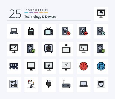 Devices 25 Line Filled icon pack including devices. remove. television. hardware. devices