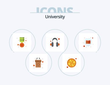 University Flat Icon Pack 5 Icon Design. open. gold. support. audio