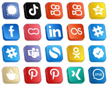 Kadınlar gibi 20 Modern Isometric 3D Sosyal Medya Simgesi. Fıstık. kuaishou ve facebook simgeleri. Minimalist ve kişiselleştirilebilir