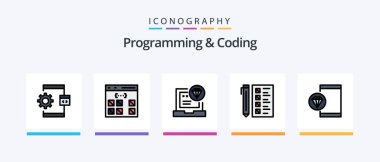 Programlama ve Kodlama Satırı Geliştirme dahil 5 Simge Paketi ile dolduruldu. Tarayıcı. Geliştirme. Geliştirme. Bilgisayar. Yaratıcı Simgeler Tasarımı
