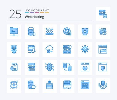 Web Sunucusu: Programlama dahil 25 Mavi Renk simgesi paketi. sunucu ayarları. ekle. Yapılandırma. ayar