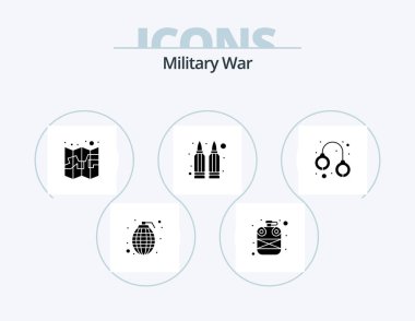 Askeri Savaş sembolü Icon Pack 5 Simge Tasarımı. Rozet. Silahlar. Ordu. Ateş et. kurşunlar