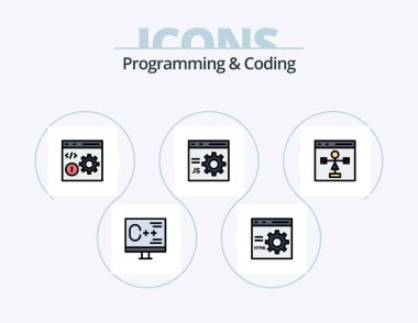 Programming And Coding Line Filled Icon Pack 5 Icon Design. development. coding. development. programming. develop