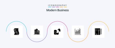 Parçaları da içeren Modern Business Glyph 5 Simge Paketi. Yapboz. Mimari. İş. emlak