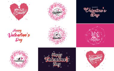 Happy Valentine's Day typography poster with handwritten calligraphy text. isolated on white background vector illustration