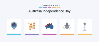 Avustralya 'nın Bağımsızlık Günü Avustralya' yı da kapsayan 5 Simge Paketi. Virüs. Spor. Doğa. Bayrak. Yaratıcı Simgeler Tasarımı