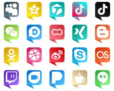 Sohbet balonu tarzı Sosyal Medya Simgesi Blogger gibi 20 simge belirledi. Kadınlar. Porselen. Anneler ve simgeler. Kaliteli ve kaliteli.