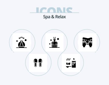 Spa ve Glyph Simge Paketi 5 Simge Tasarımı. Sopa. Mum. Kaplıca. tütsü