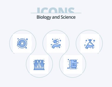 Biyoloji Mavi Simge Paketi 5 Simge Tasarımı. Bitki. Büyümek. Üreme. Dikkat et. Bitki