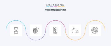 Modern Business Line 5 Simge Paketi, iş de dahil. Akıllı telefon. küresel. İşaretçi. navigasyon