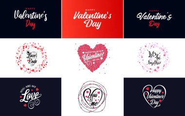 Happy Valentine's Day greeting card template with a romantic theme and a red and pink color scheme